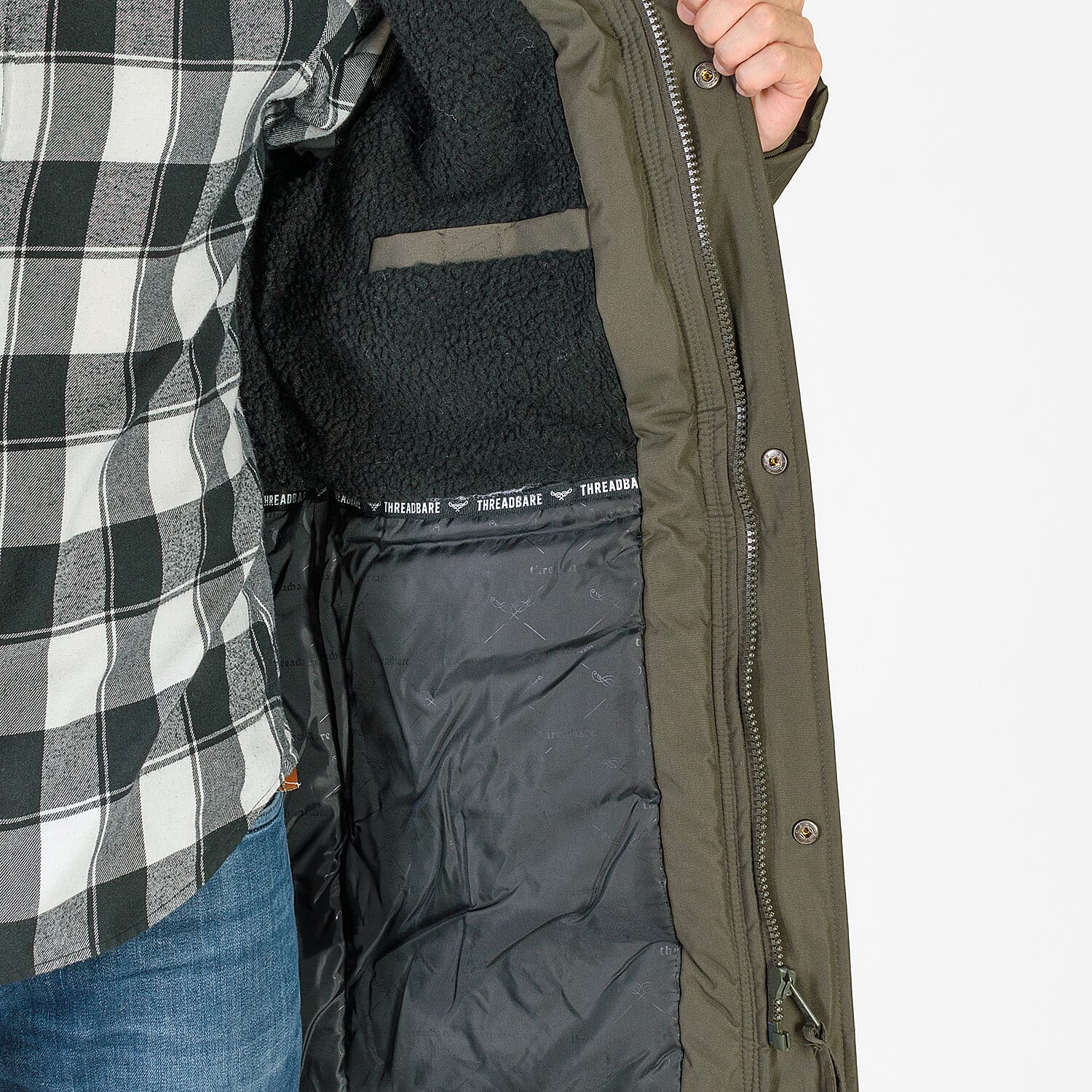 Threadbare Polyester Woven Jacket (Size 1x1 cm) - Khaki