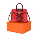 La Marey Leather Snakeskin Crossbody Bag (Size 30x16x24 cm) - Red & Red