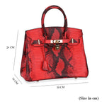La Marey Leather Snakeskin Crossbody Bag (Size 30x16x24 cm) - Red & Red
