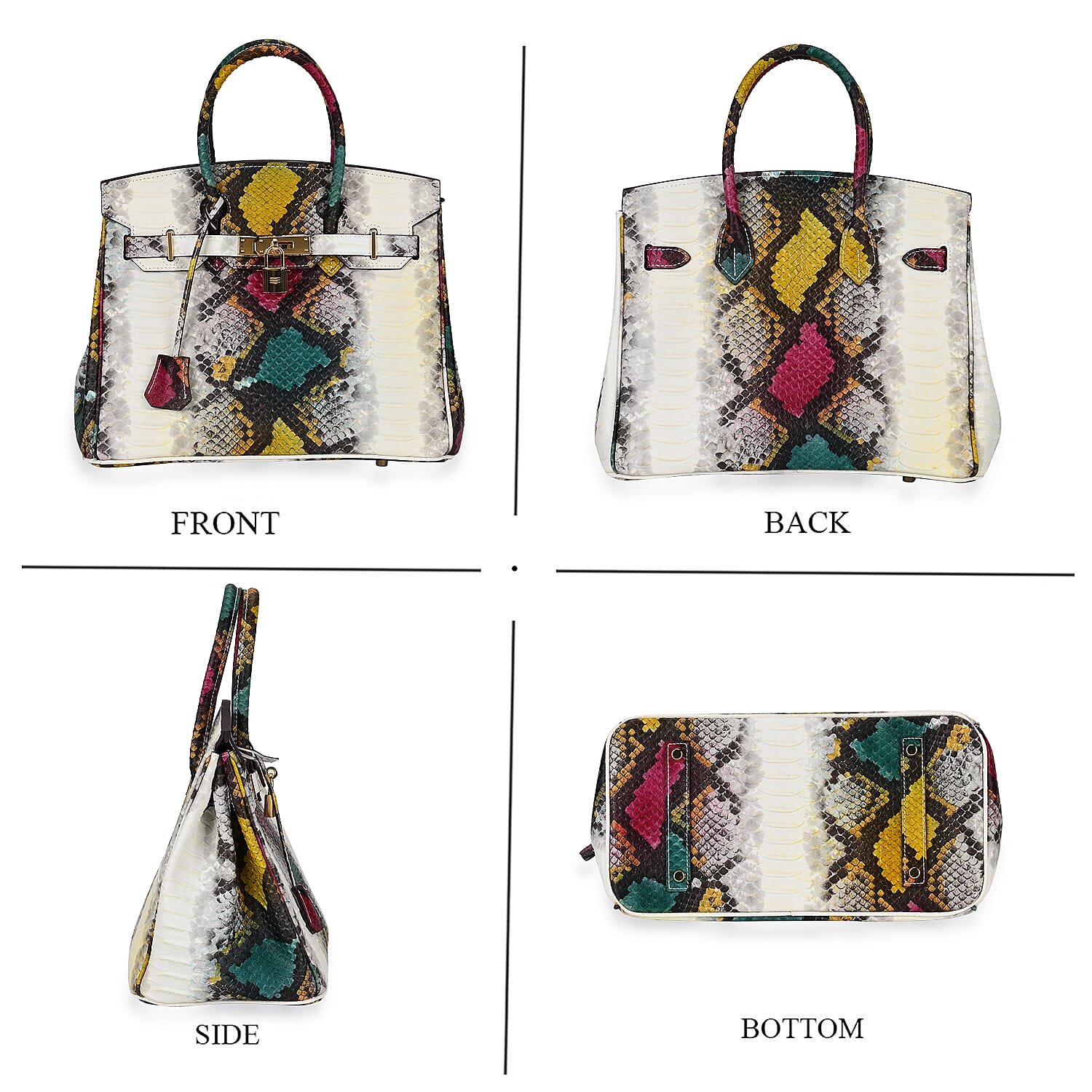 HONGKONG CLOSEOUT - 100% Genuine Leather Snakeskin Pattern Crossbody Bag - White