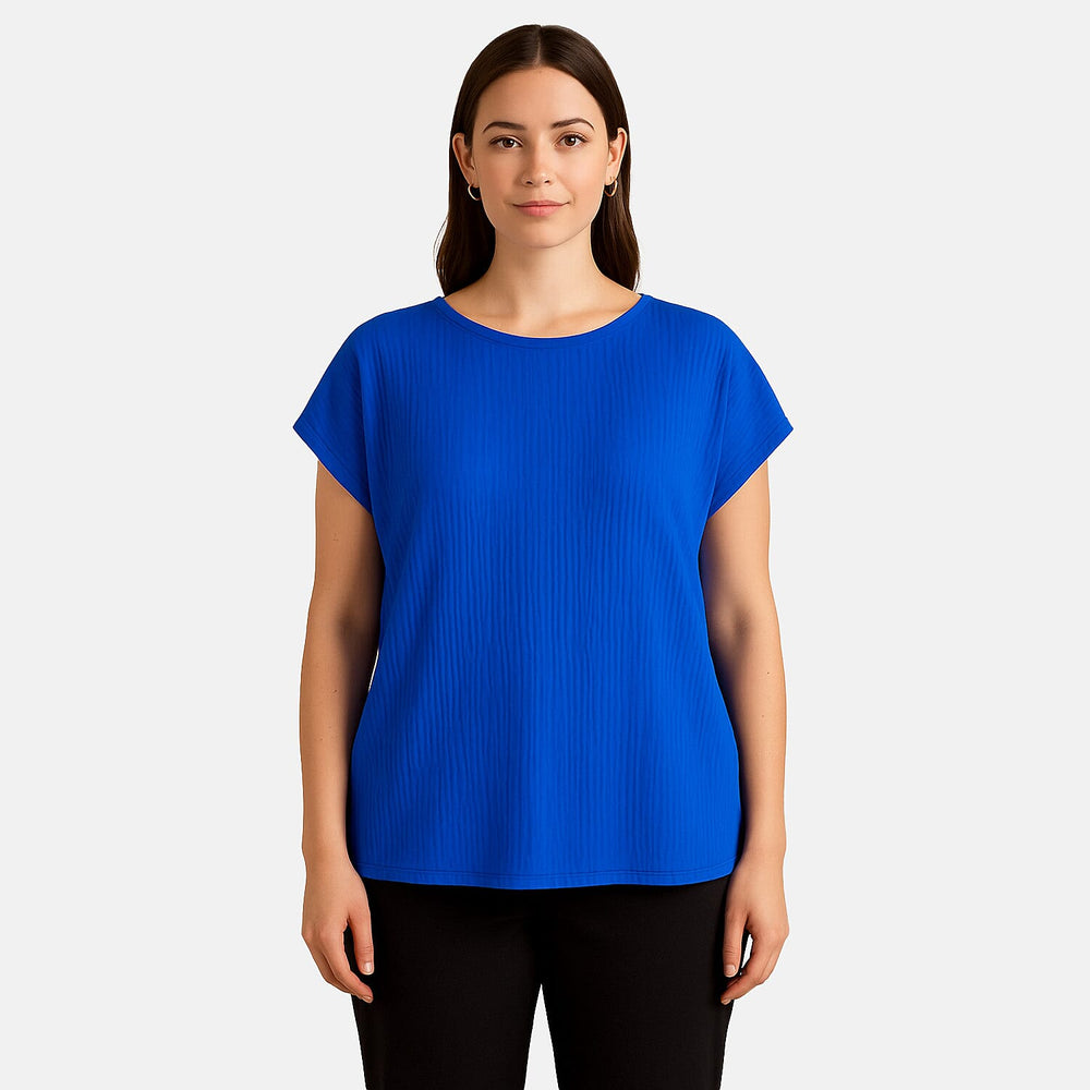 - Maisi Textured Short Sleeve Tee (Size S) - Royal Blue
