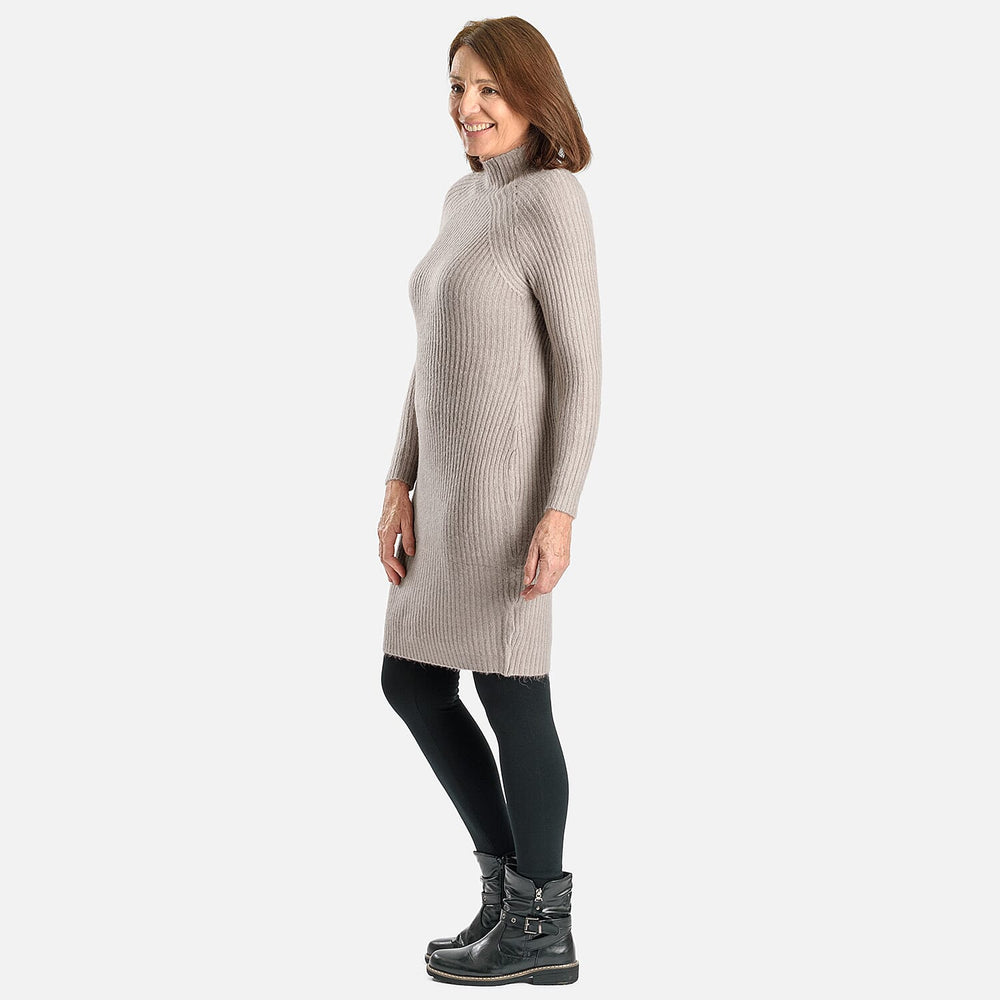 Janina Knitted Dress (Size 8) - Beige