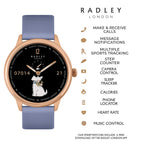 Radley Automatic Ladies Smart Calling Watch in Silicone - 7 Days Battery Life - Light Blue