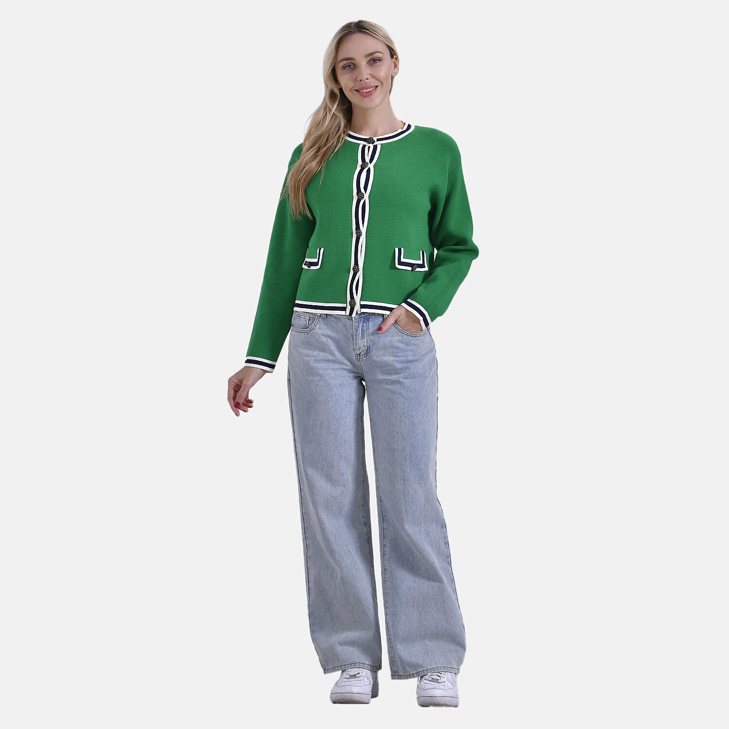 La Marey 100% Cotton Knitted Jacket (Size 8 to 10) - Green