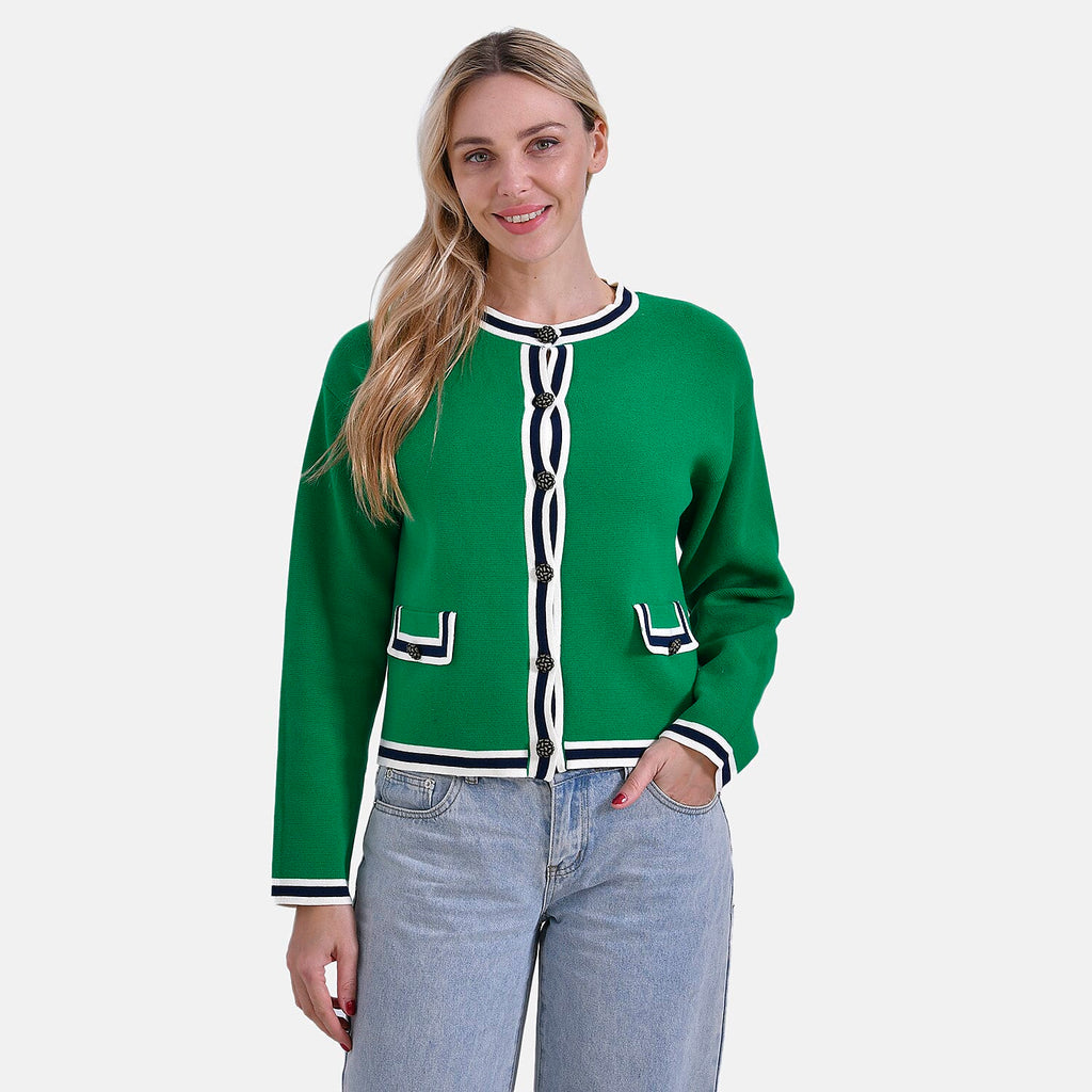 La Marey 100% Cotton Knitted Jacket (Size 8 to 10) - Green