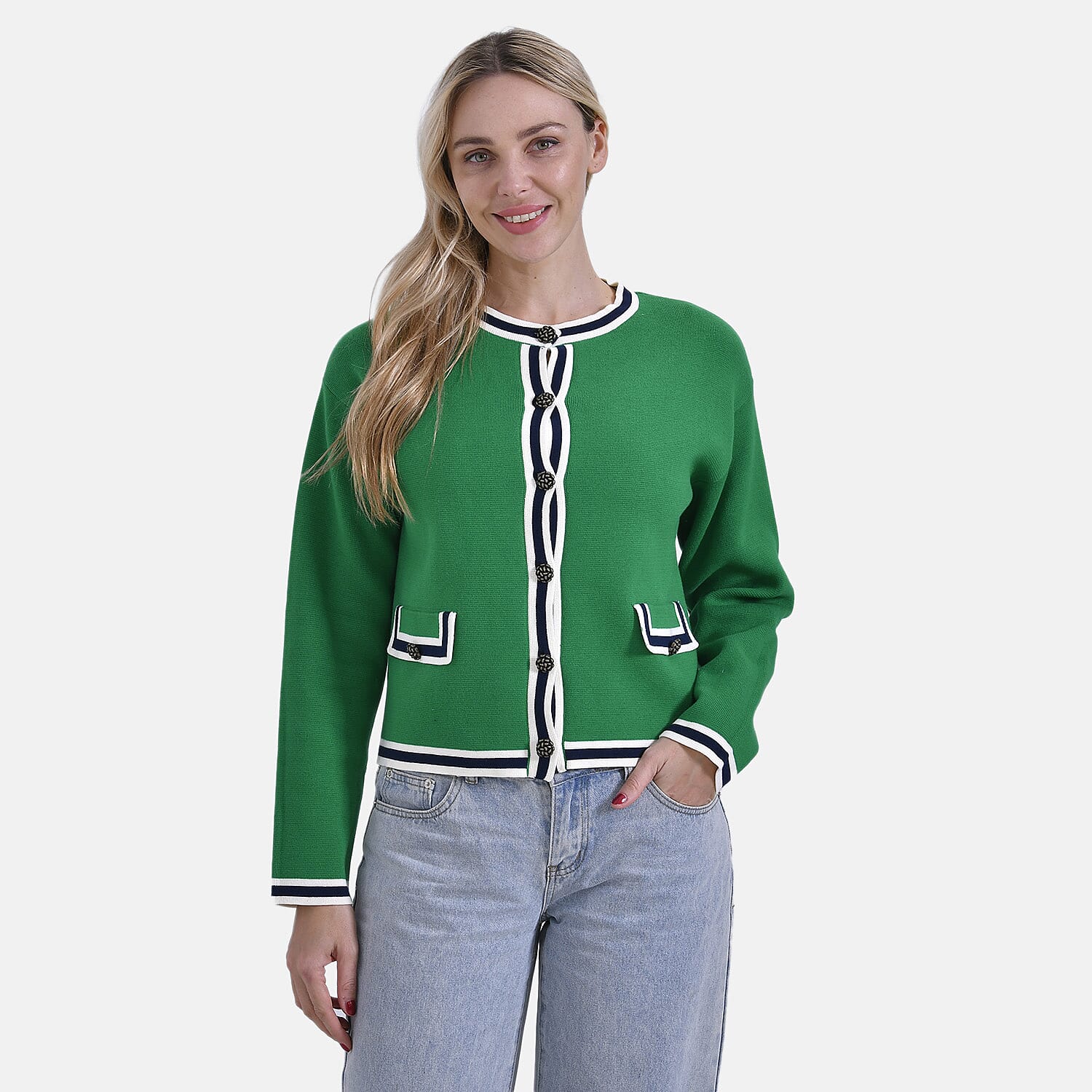 La Marey 100% Cotton Knitted Jacket (Size 8 to 10) - Green