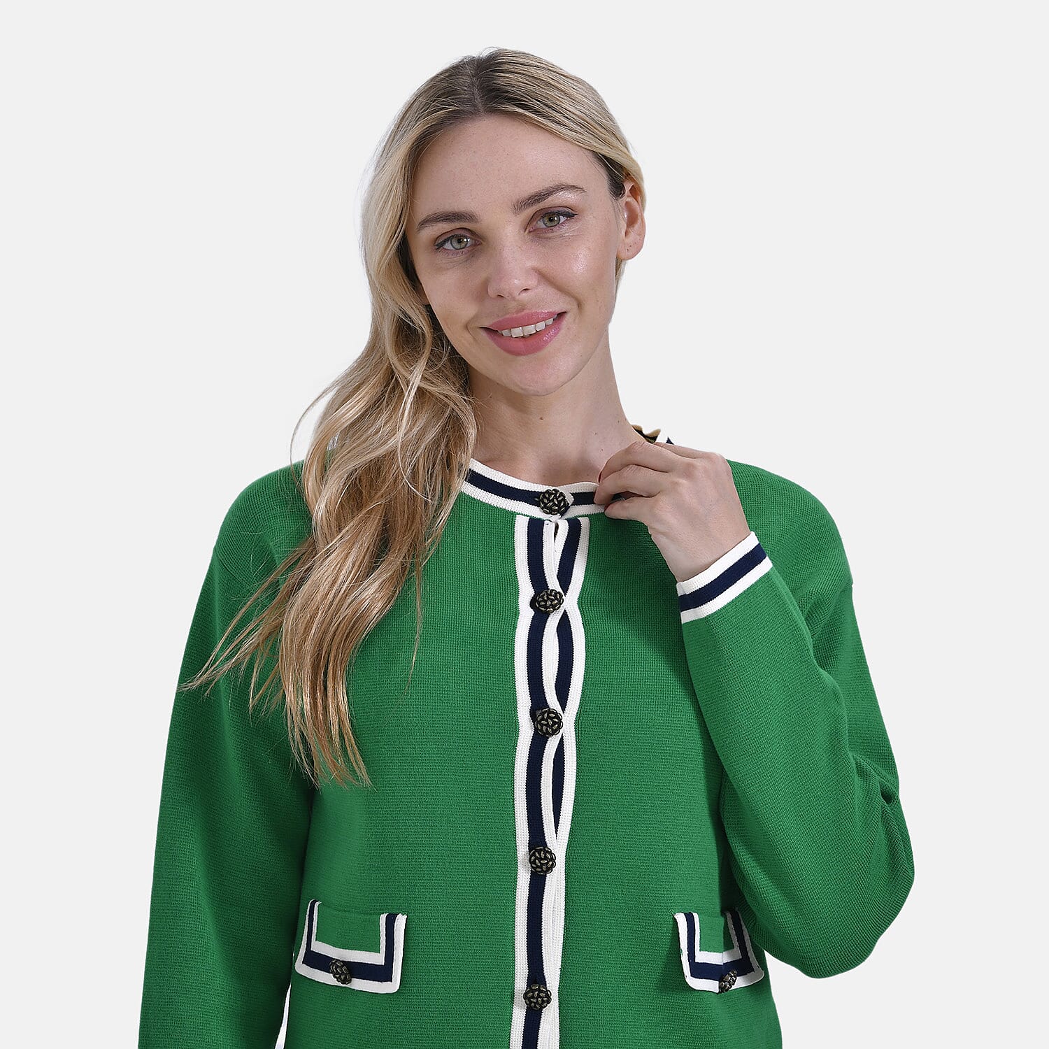 La Marey 100% Cotton Knitted Jacket (Size 8 to 10) - Green