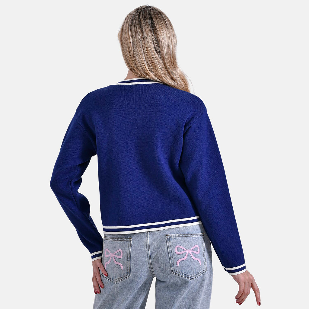 La Marey 100% Cotton Knitted Jacket (Size 12 to 14) - Blue