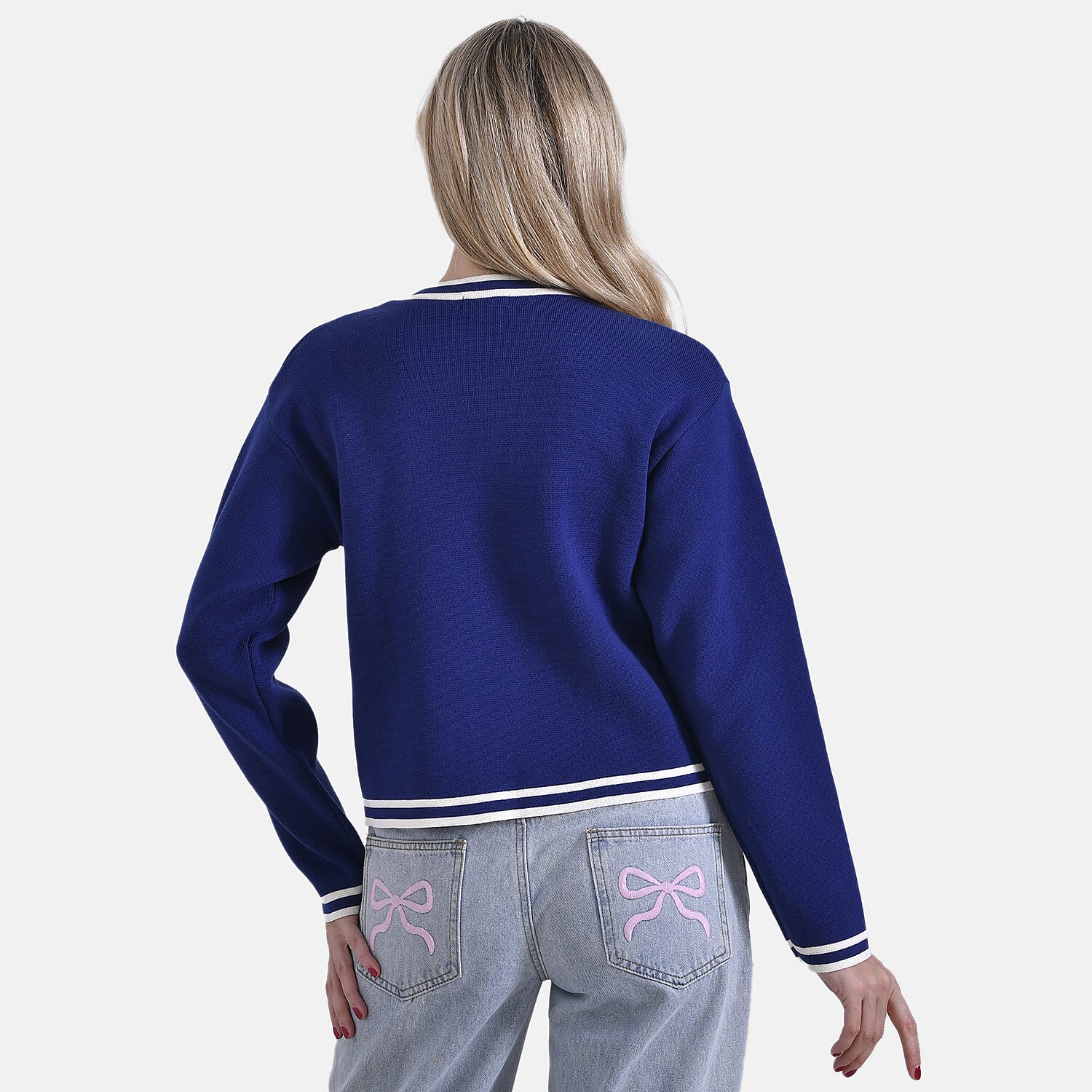 La Marey 100% Cotton Knitted Jacket (Size 12 to 14) - Blue
