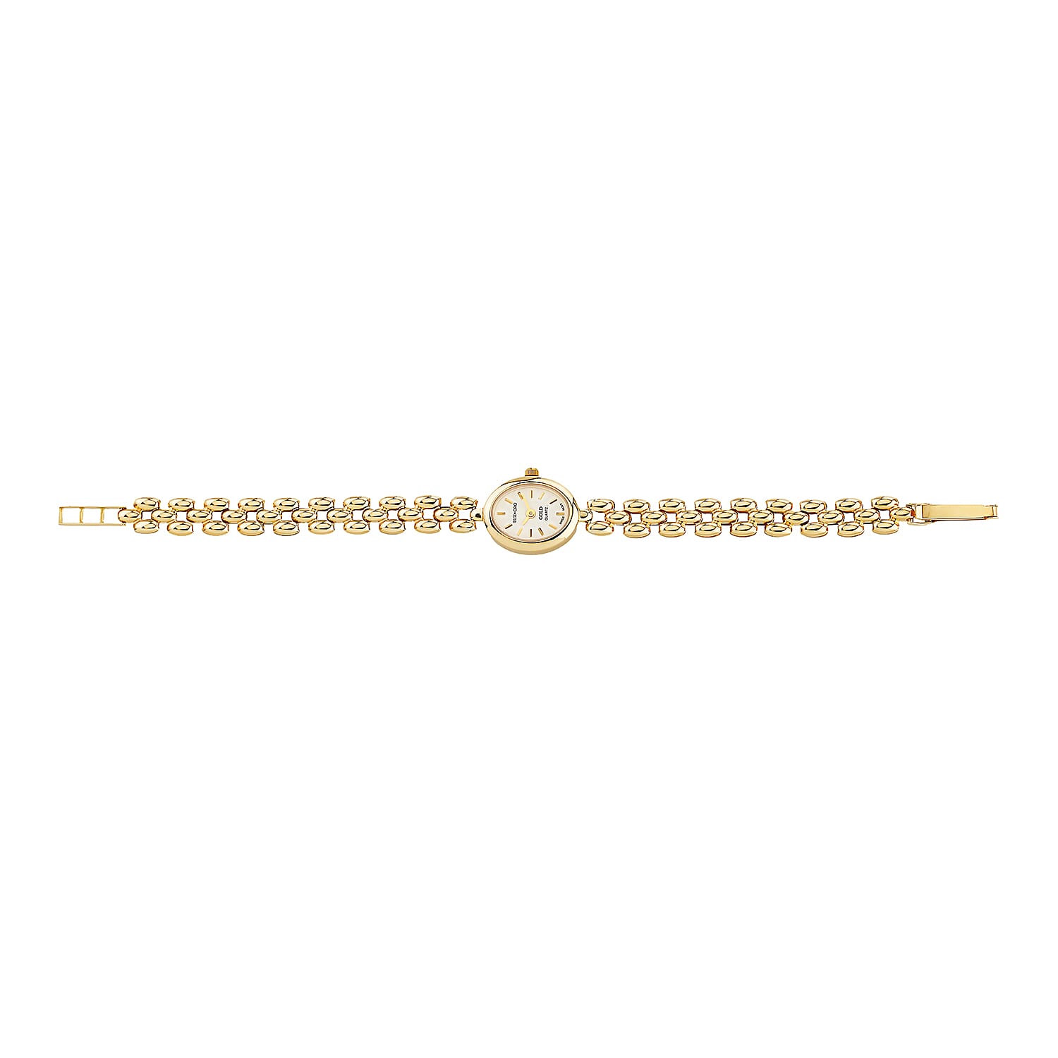LUXORO 9K Yellow Gold Oval Dial WR Ladies Watch (Size - 7- 7.25- 7.5) in Panther Chain Strap, Gold Wt. 7.00 Gms.