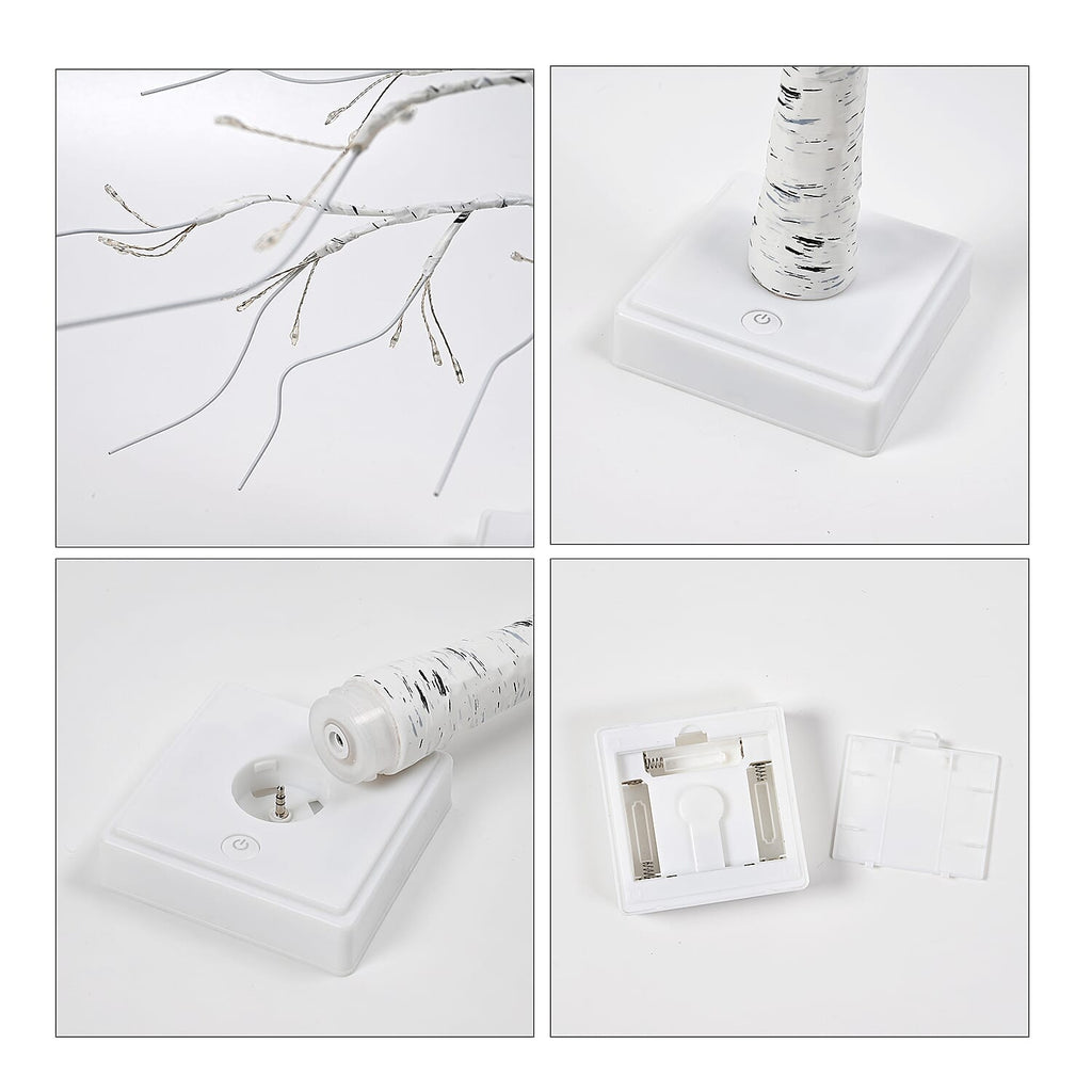Remote Controlled RGB Color Changing LED Light Tree Lamp (60cm) with USB & Battery (3xAA not incl.) - White