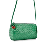 Set of 2 Woven Pattern Leatherette Crossbody Bags - Light Purple - Green