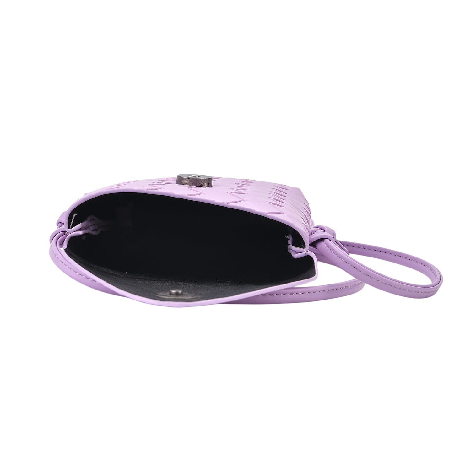 Set of 2 Woven Pattern Leatherette Crossbody Bags - Light Purple - Green