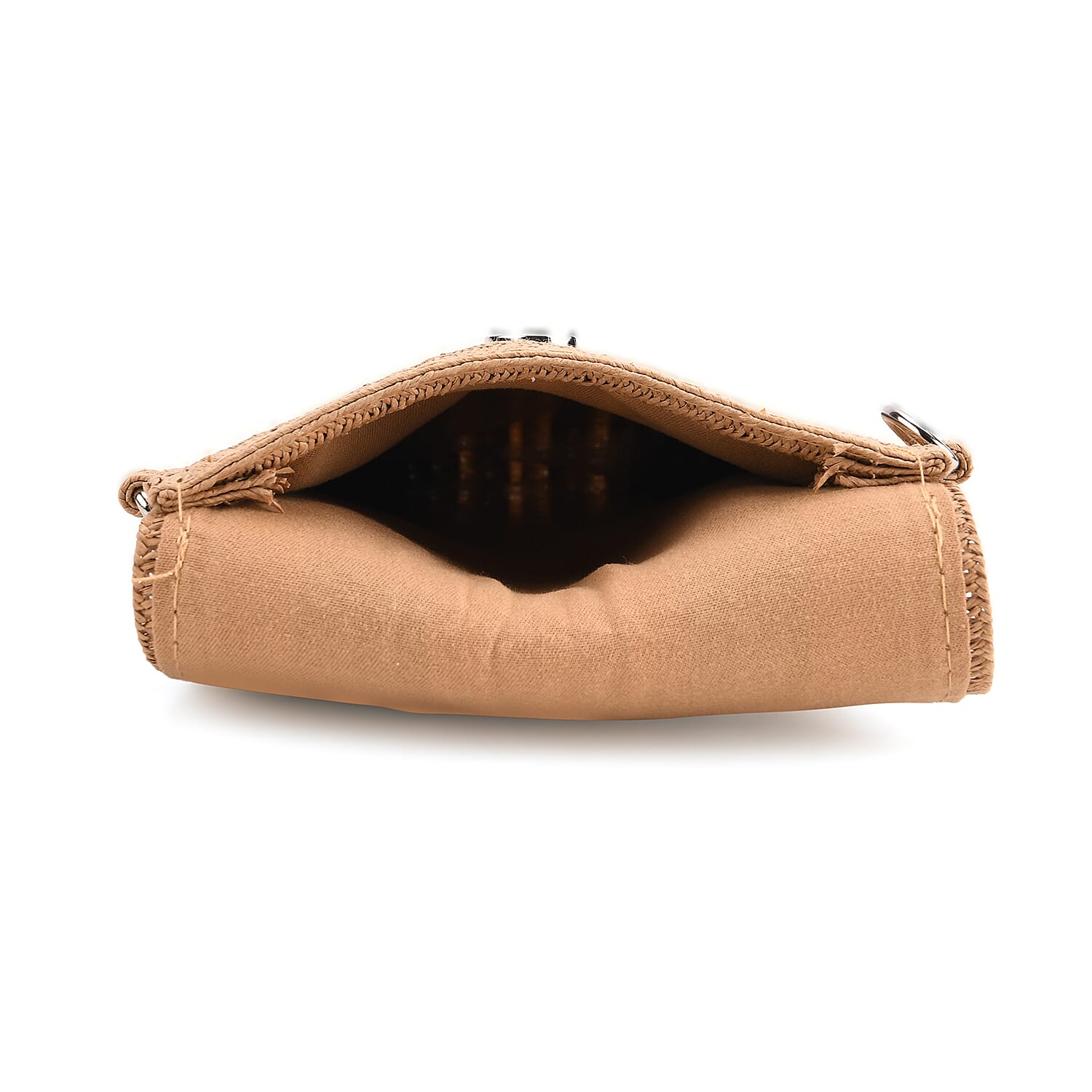 Bohemian Style Casual Summer Straw Crossbody Phone Bag with Striped Pattern - Khaki & Navy