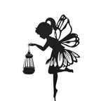Decorative Solar Powered Angel Garden Decor Warm & White Light - Black