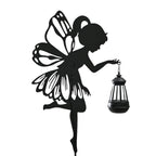 Decorative Solar Powered Angel Garden Decor Warm & White Light - Black