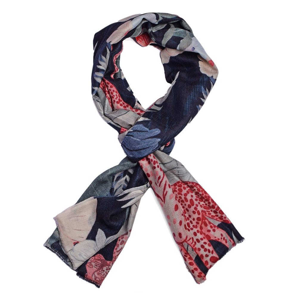 Cashmere Wool Printed Scarf (One Size) - Black