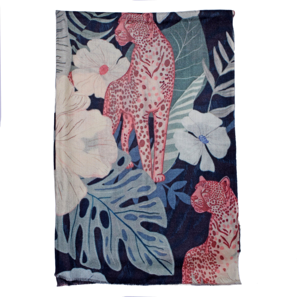 Cashmere Wool Printed Scarf (One Size) - Black