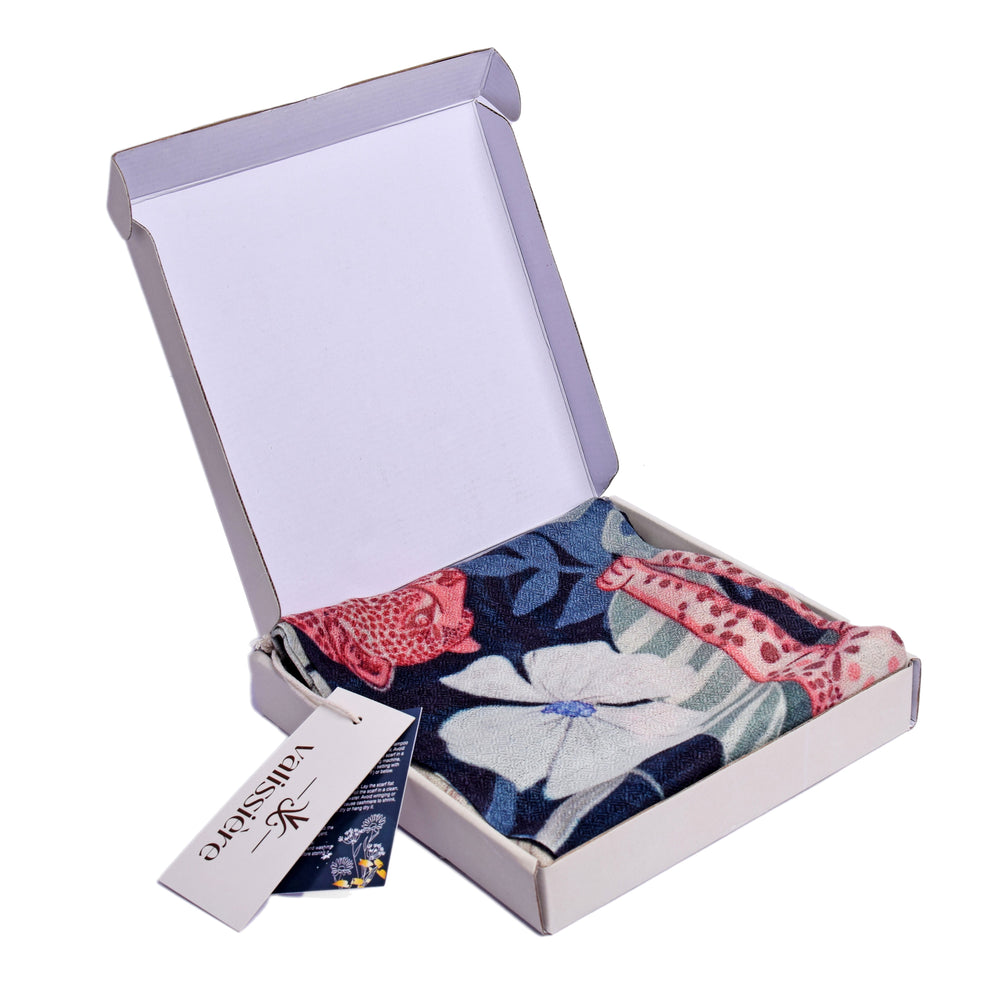 Cashmere Wool Printed Scarf (One Size) - Black