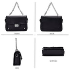 THE BIG CLOSEOUT - Edgy Satchel Bag with Chain Handle and Detachable Shoulder Strap - Black