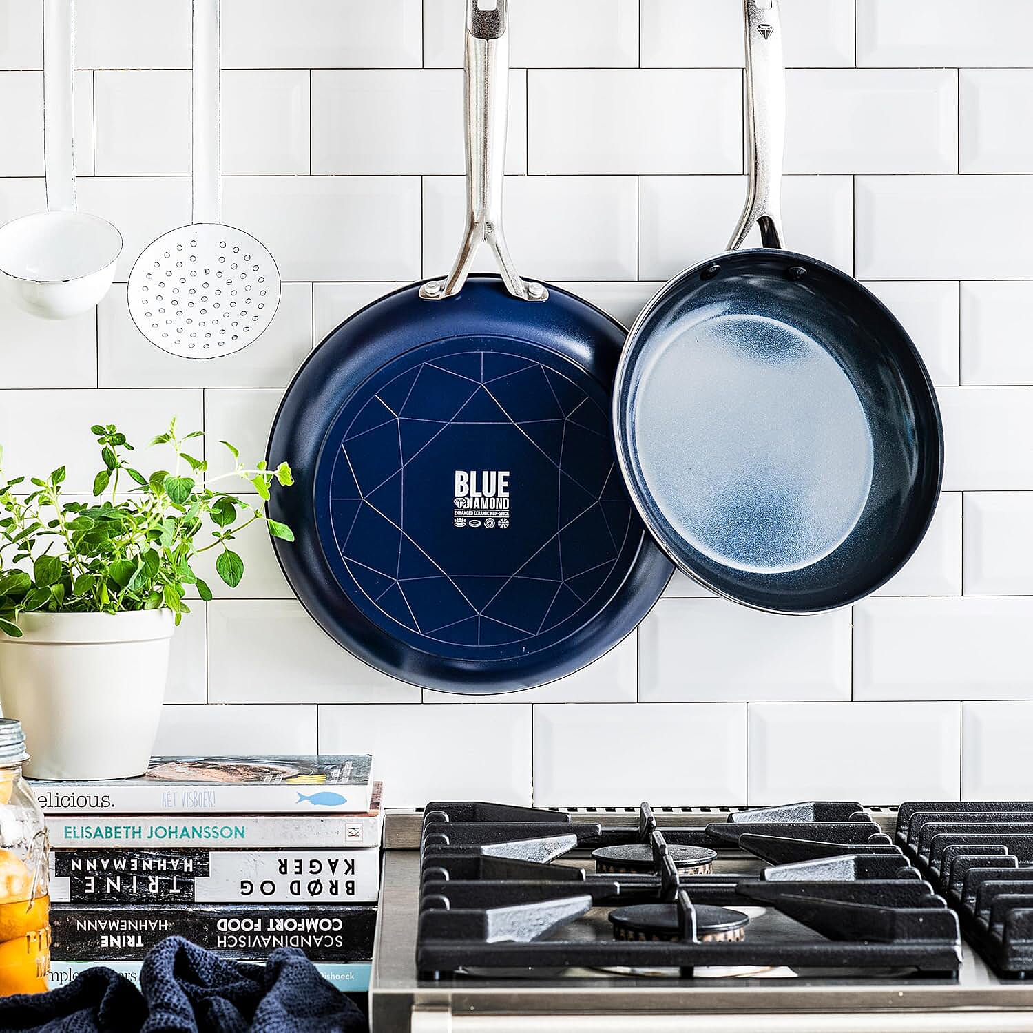 One Time Closeout - Blue Diamond Cookware- Set of Non-Stick Frying Pan & Skillet (5-piece)- Limited Stock