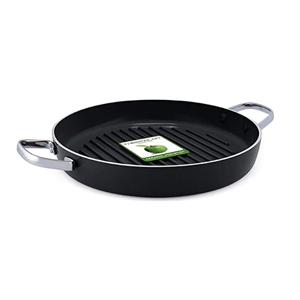 GreenPan Essentials Healthy Ceramic Non-Stick 28 cm Griddle 28cm - Non Stick, Utensil Safe, 1L Capacity - Induction Safe - Black