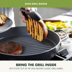 Grill Pan and Griddle 28cm - Non Stick, Utensil Safe, 1L Capacity - Induction Safe - Grey