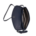 Woven Pattern Crossbody Bag with Flap Closure - Navy