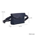Woven Pattern Crossbody Bag with Flap Closure - Navy