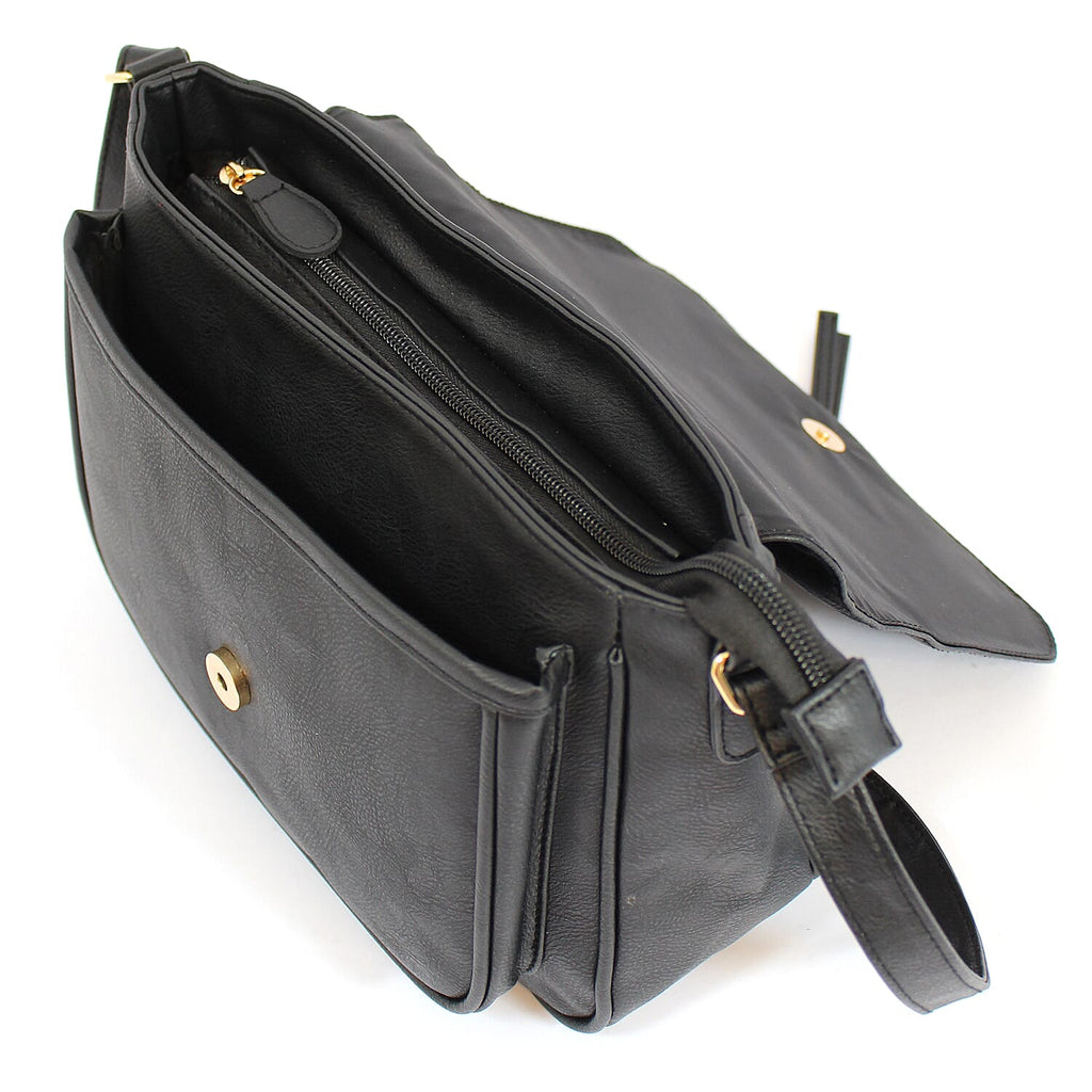 Designer Closeout - Multi Compartment Crossbody Bag - Black