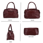 Styled By - 100% Genuine Leather Convertible Structured Satchel Bag - Burgundy