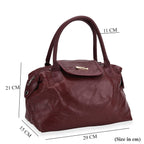 Styled By - 100% Genuine Leather Convertible Structured Satchel Bag - Burgundy