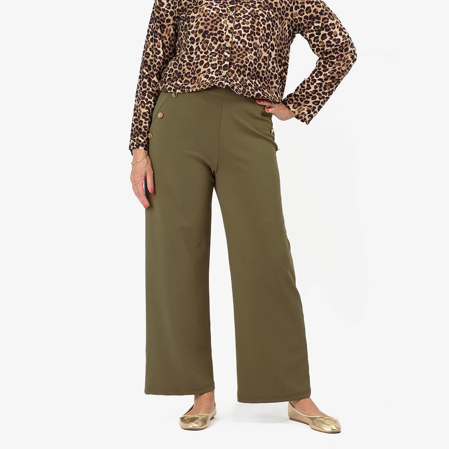 Anamor Knitted Jean and Pant-Trouser (Size - 20) - Olive