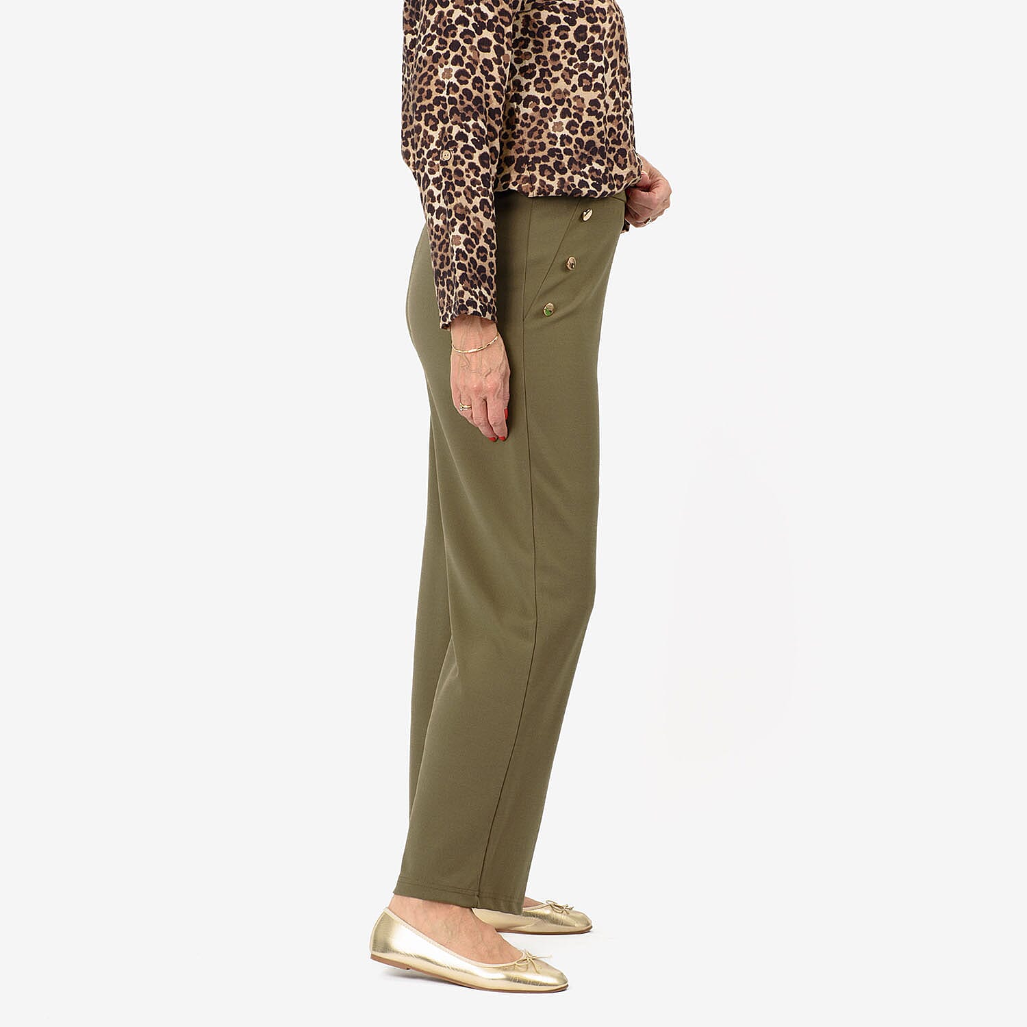 Anamor Knitted Jean and Pant-Trouser (Size - 20) - Olive
