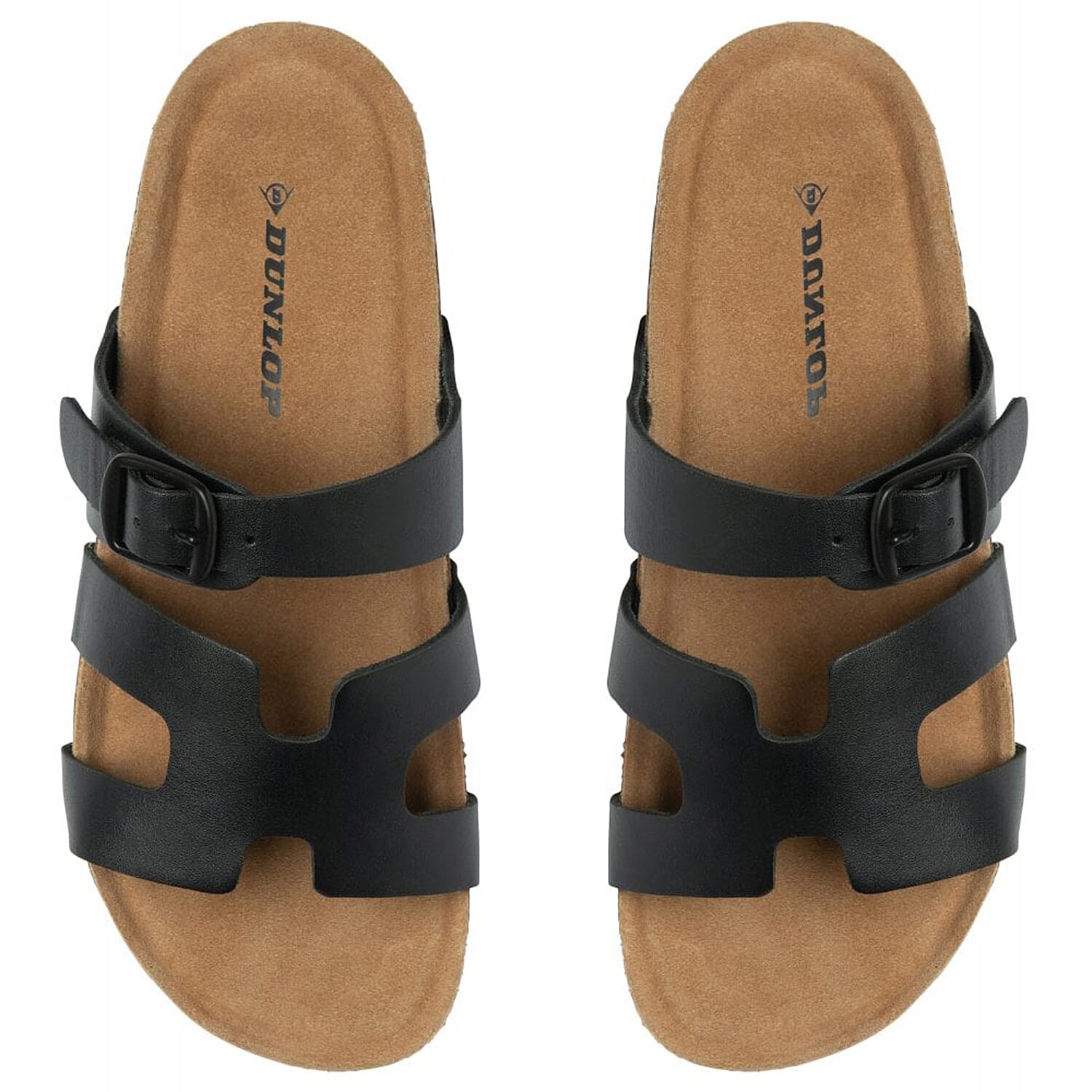 Dunlop Womens Hermy Open-Toe Cork Footbed Sandals with Adjustable Straps (Size 8) - Black