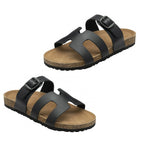 Dunlop Womens Hermy Open-Toe Cork Footbed Sandals with Adjustable Straps (Size 8) - Black