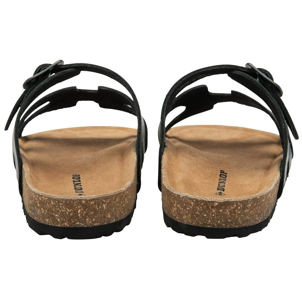 Dunlop Womens Hermy Open-Toe Cork Footbed Sandals with Adjustable Straps (Size 8) - Black