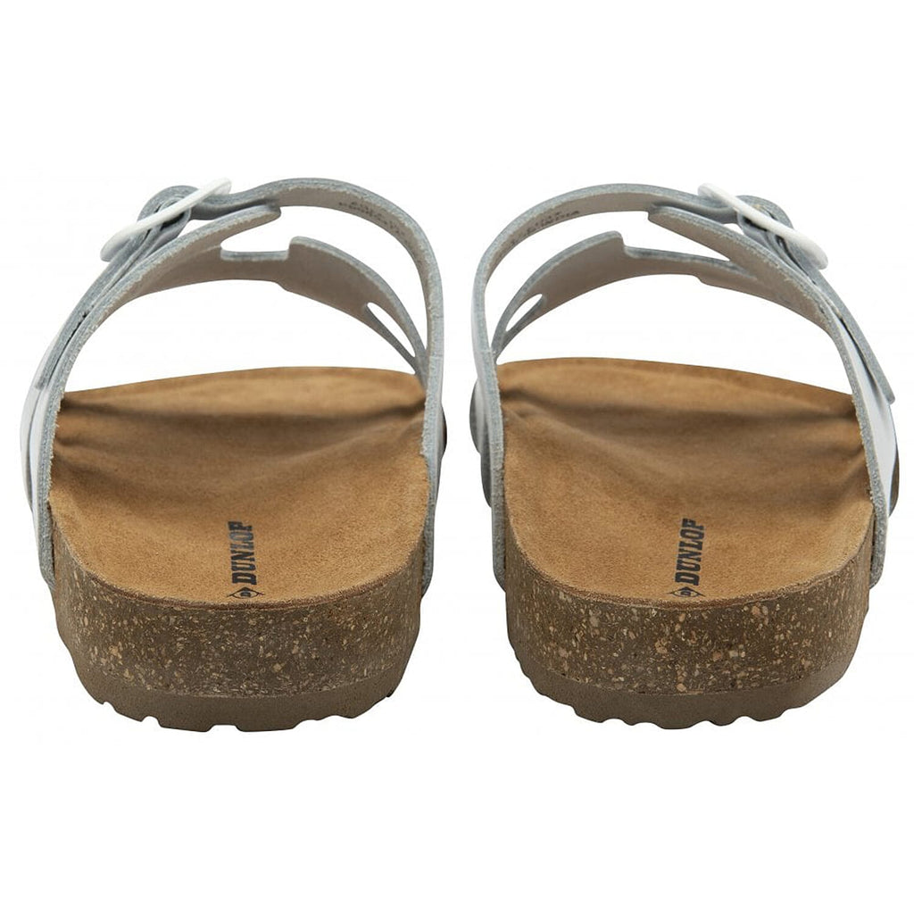 Dunlop Womens Hermy Open-Toe Cork Footbed Sandals with Adjustable Straps (Size 3) - White
