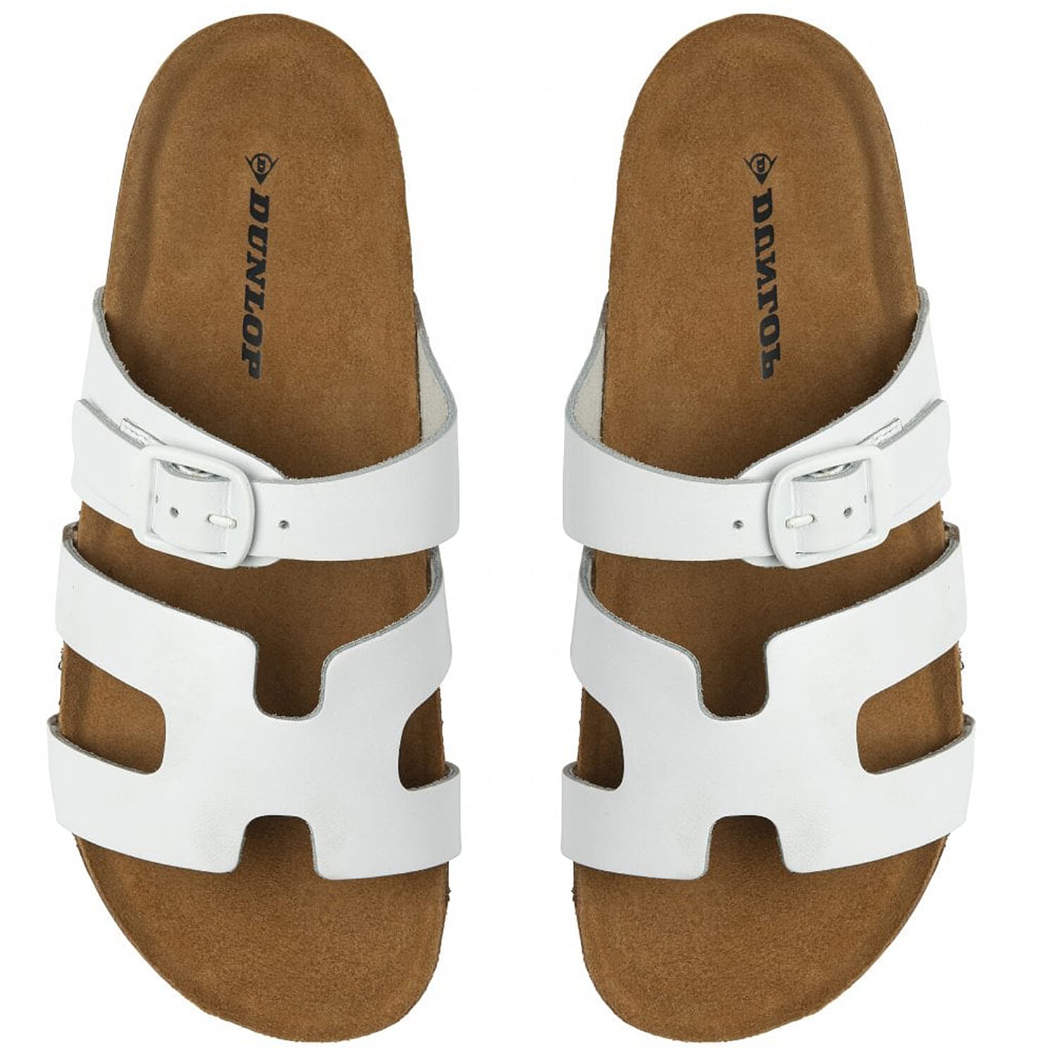 Dunlop Womens Hermy Open-Toe Cork Footbed Sandals with Adjustable Straps (Size 8) - White