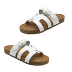 Dunlop Womens Hermy Open-Toe Cork Footbed Sandals with Adjustable Straps (Size 8) - White