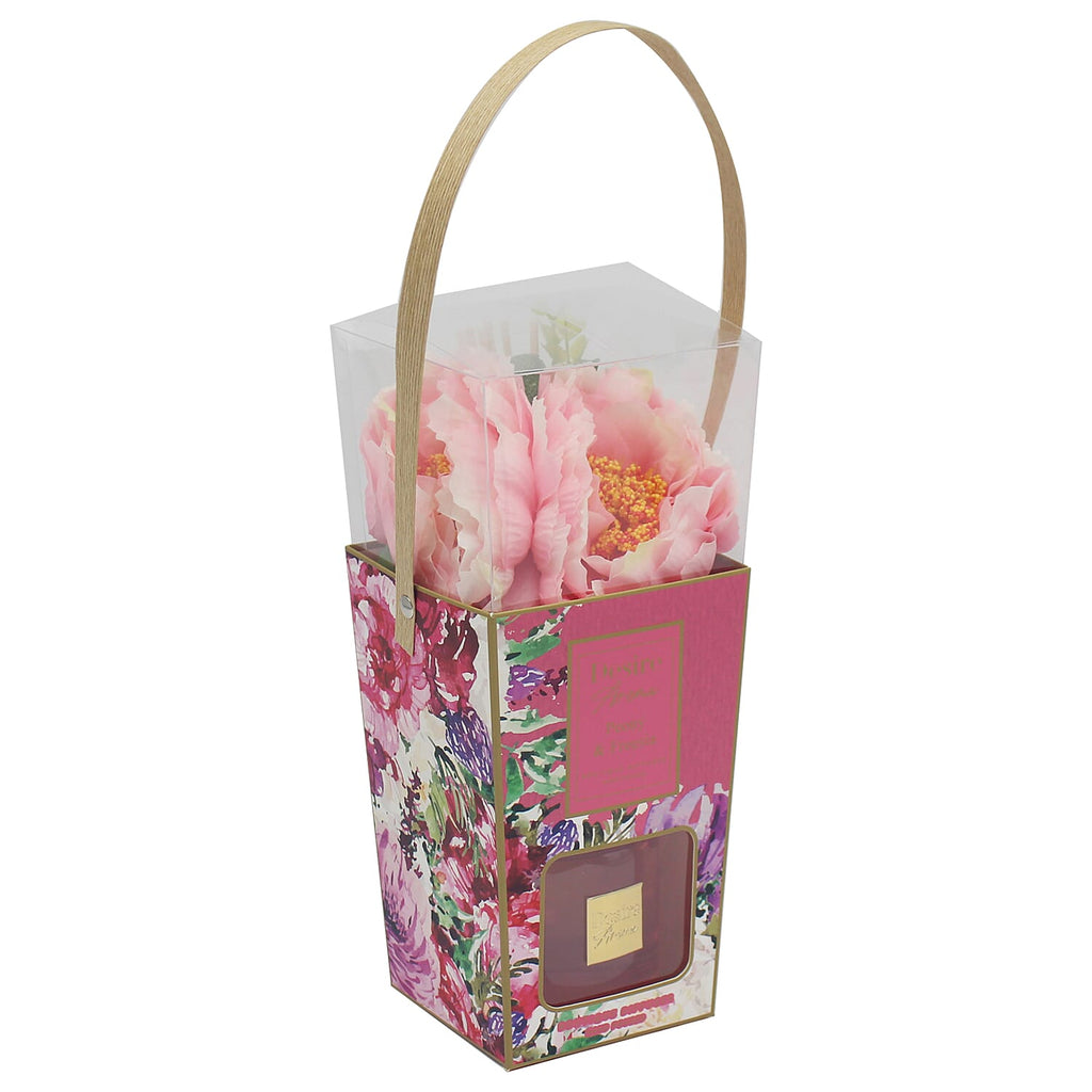 Peony and Freesia Reed Diffuser with Faux Flower Gift Set