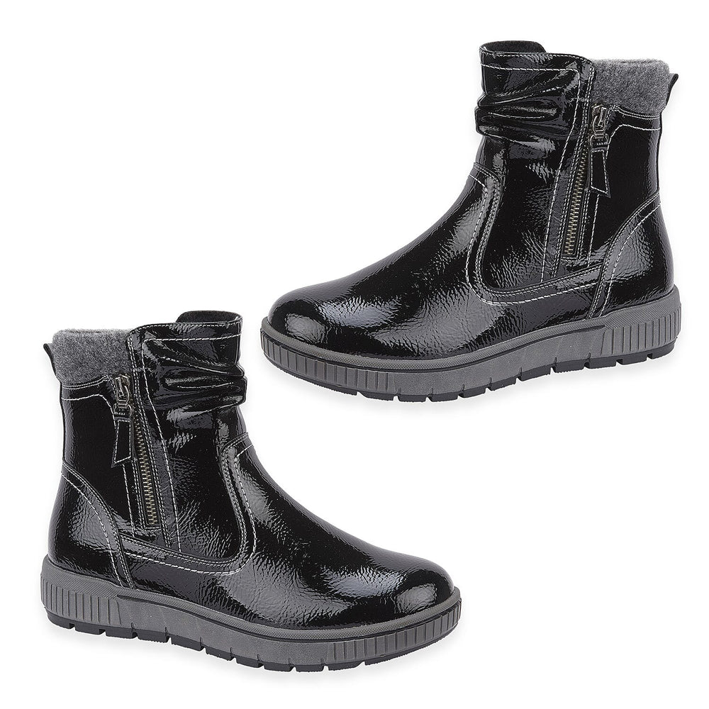 Sutton Ladies Ankle Boots (Size 7) - Black Patent