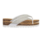 Sunset Comfortable Flip-Flop Sandals with Rhinestone Strap (Size 3) - White