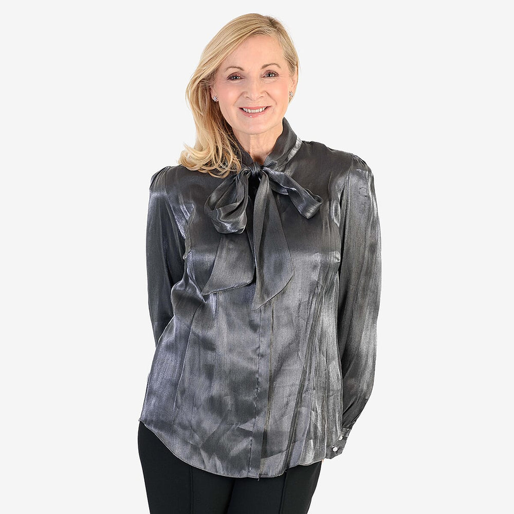 Best Seller Marina Kaneva Bow Tie Top (Size 18) - Silver