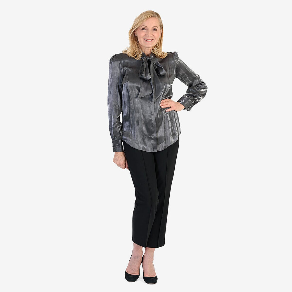Best Seller Marina Kaneva Bow Tie Top (Size 18) - Silver