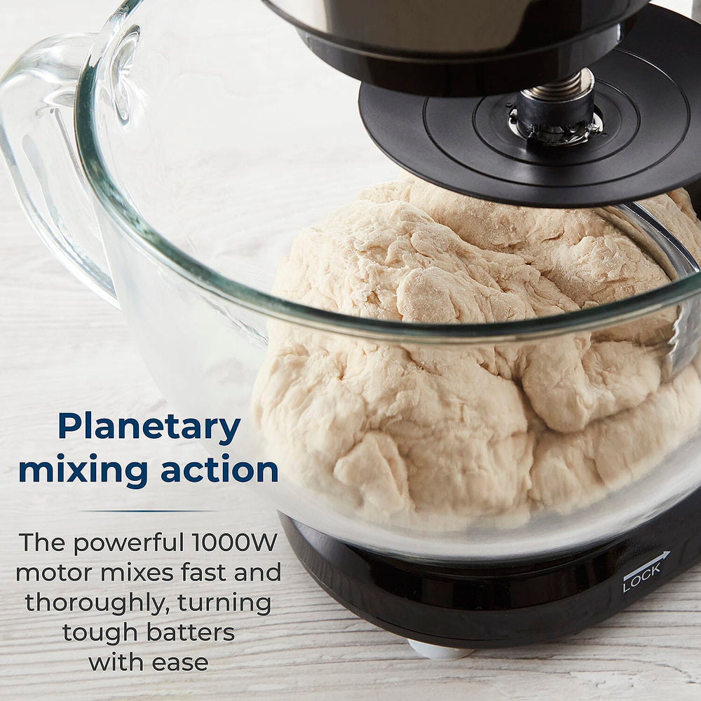 TOWER 3 in 1 Stand Mixer, 5 Litre Glass Bowl with 6 Speeds and Pulse Setting - 1000W
