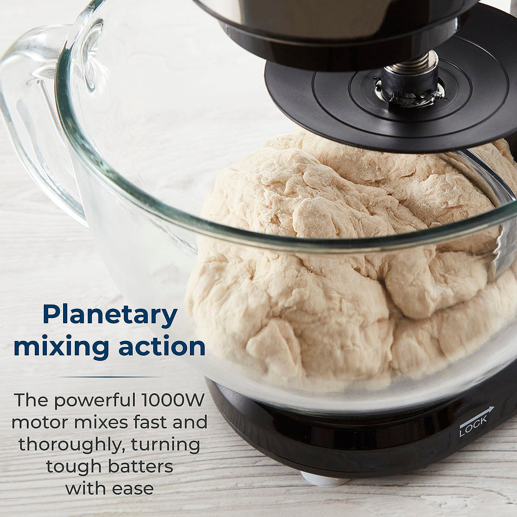 TOWER 3 in 1 Stand Mixer, 5 Litre Glass Bowl with 6 Speeds and Pulse Setting - 1000W