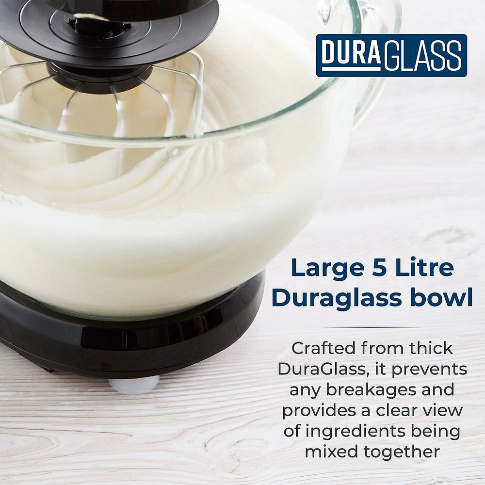 TOWER 3 in 1 Stand Mixer, 5 Litre Glass Bowl with 6 Speeds and Pulse Setting - 1000W