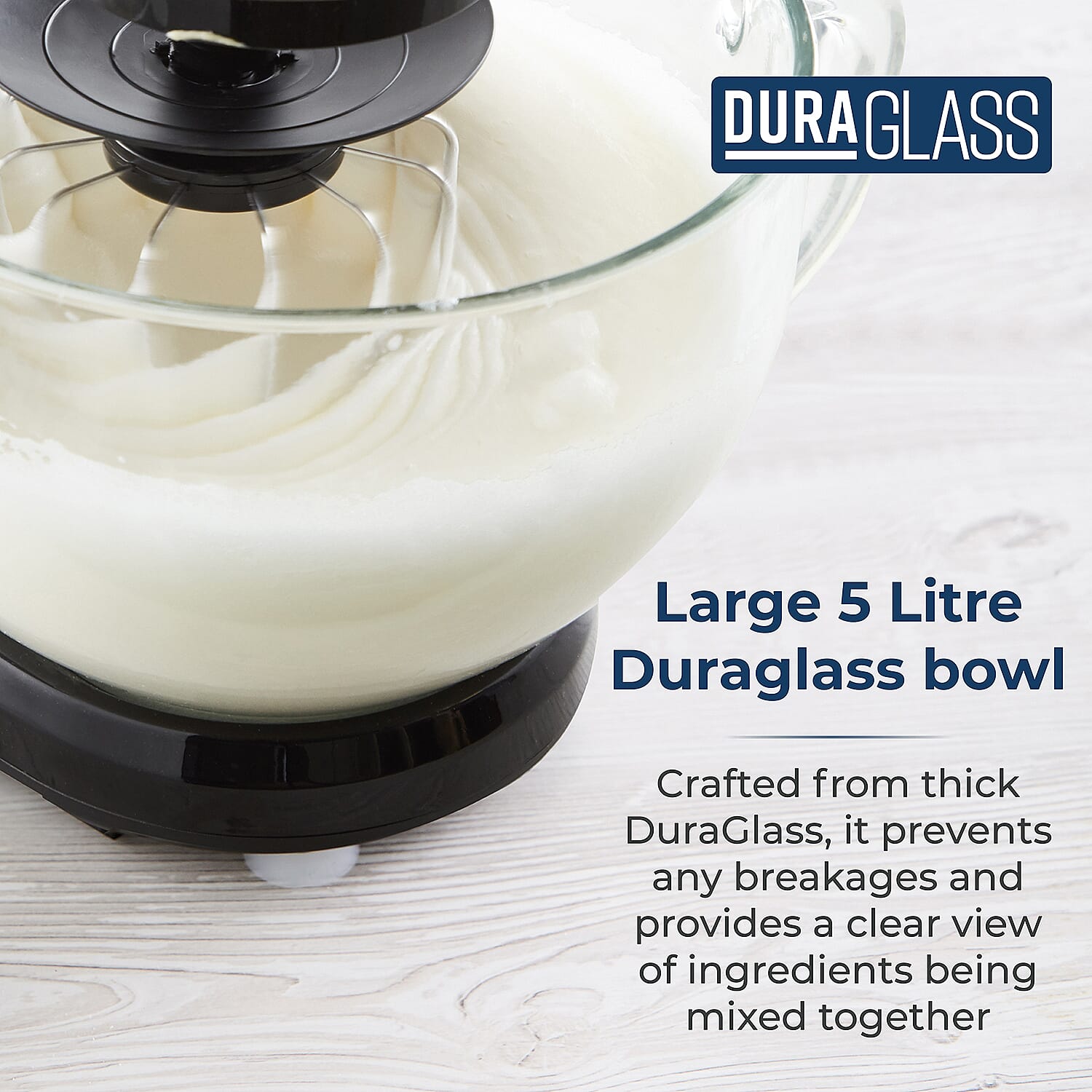 TOWER 3 in 1 Stand Mixer, 5 Litre Glass Bowl with 6 Speeds and Pulse Setting - 1000W