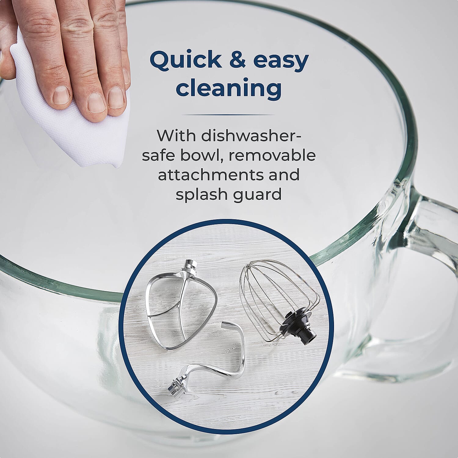 TOWER 3 in 1 Stand Mixer, 5 Litre Glass Bowl with 6 Speeds and Pulse Setting - 1000W